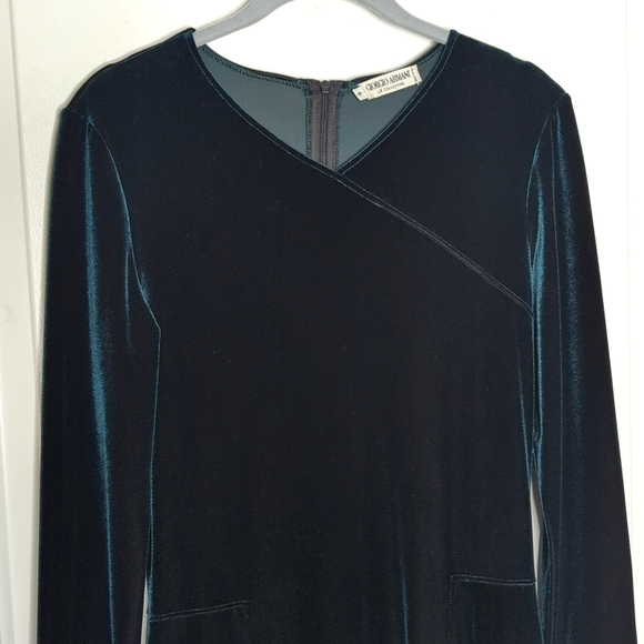 Giorgio Armani Le Collezioni Pine Green Luxurious Velvet Holiday Maxi Dress 6 - Picture 3 of 13
